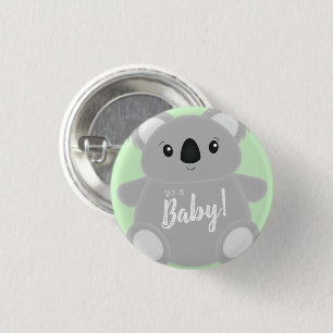 Green Koala Bear Baby Shower 3 Cm Round Badge