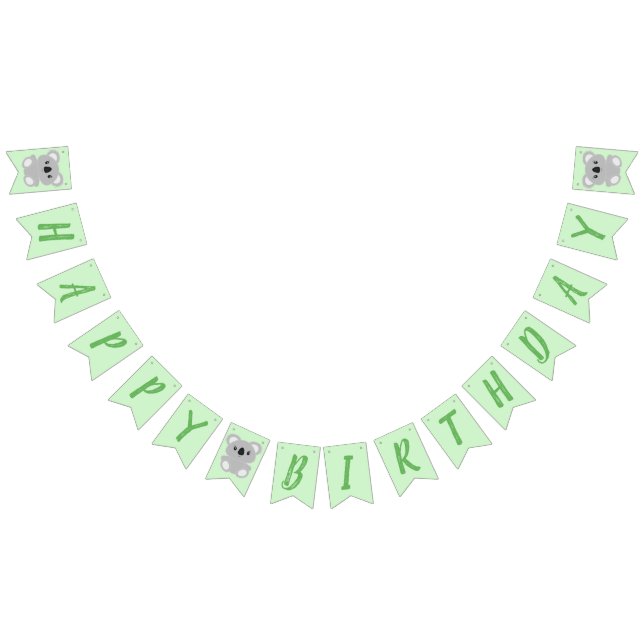 Green Koala Bear Birthday Party Bunting (All)