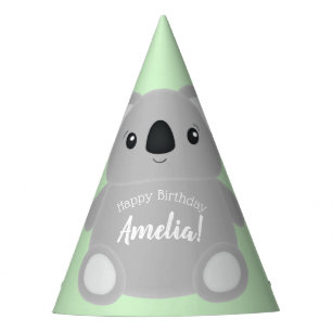 Green Koala Bear Birthday Party Hat