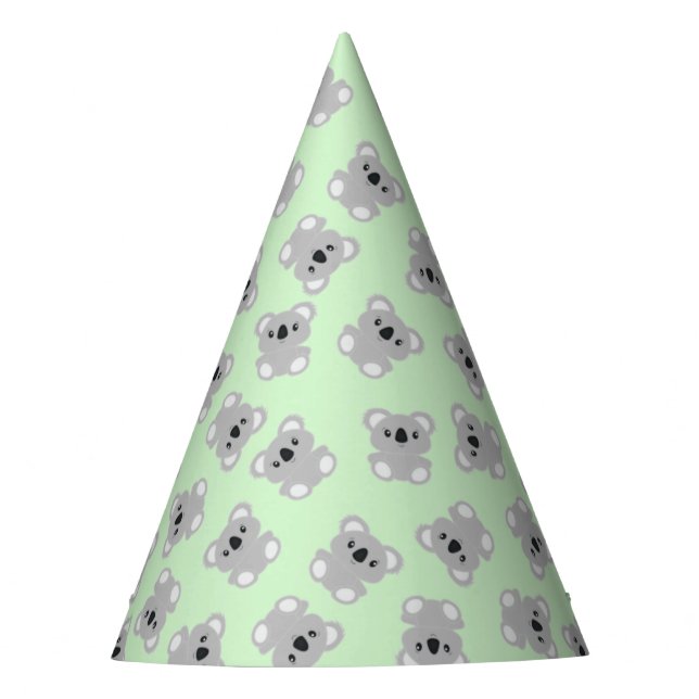 Green Koala Bear Birthday Party Hat (Front)