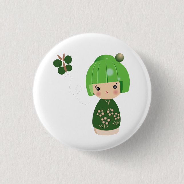 Green Kokeshi Triplet Pin (Front)