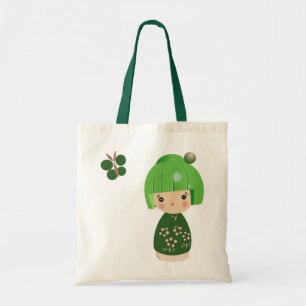 Green Kokeshi Triplet Tote Bag