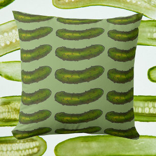 Green Kosher Deli Sour Dill Pickle Foodie Cushion