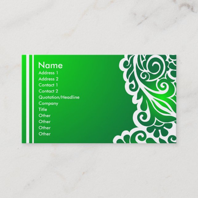 green lace_3 business card (Front)