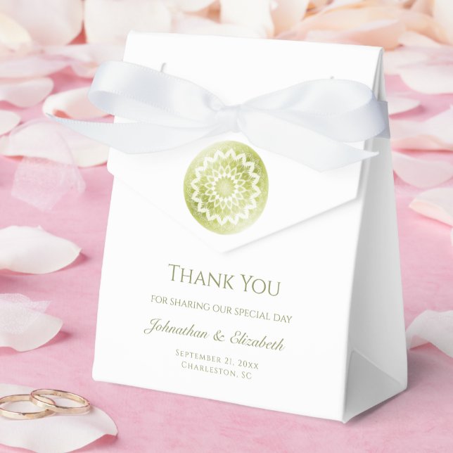 Green Lace Mandala Wedding Favour Box (Wedding)