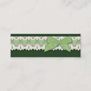 Green lace ribbon bow girly business cards
