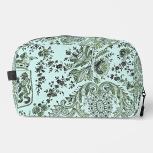 Green Lace Roses Dopp Kit
