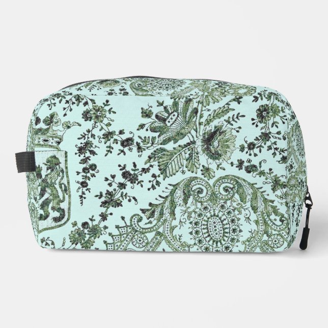 Green Lace Roses Dopp Kit (Front)