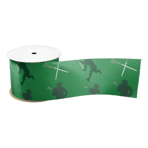 Green lacrosse silhouettes satin ribbon