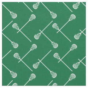 Green Lacrosse White Sticks Patterned Fabric