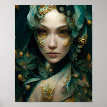 Green Lady Fantasy Art Poster