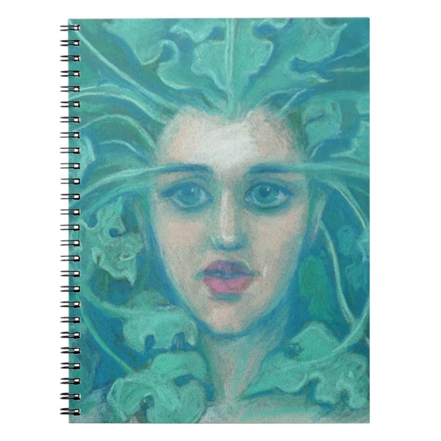 Green Lady / Forest Queen, fantasy art Spiral Notebook (Front)