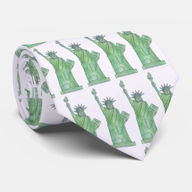 Green Lady Liberty Statue of Liberty NYC Tie (Rolled)