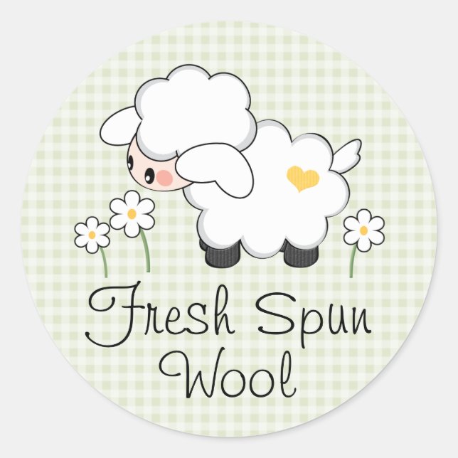 Green Lamb Baby Shower Labels Stickers Round (Front)