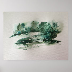 Green landscape abstract  poster