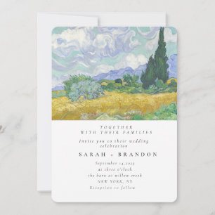 Green Lanscape Old painting wedding invitation