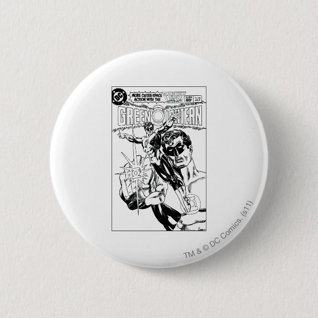 Green Lantern - Action Comic Cover, Black and Whit 6 Cm Round Badge (Front)