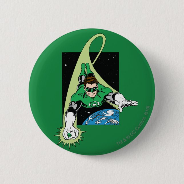 Green Lantern and Earth 6 Cm Round Badge (Front)
