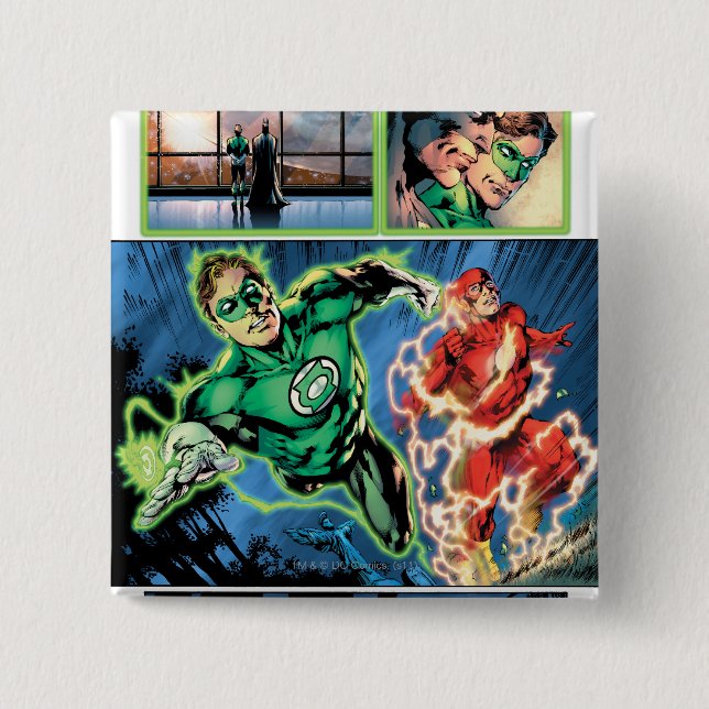 Green Lantern and The Flash Panel 15 Cm Square Badge (Front)