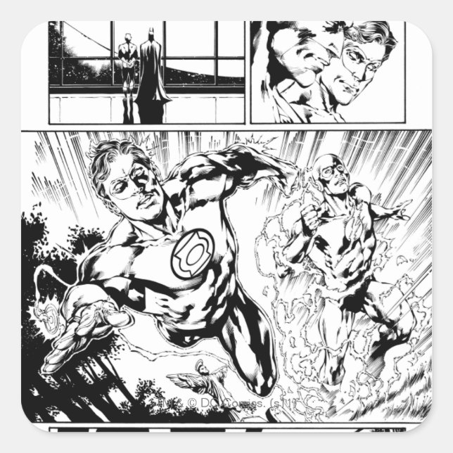 Green Lantern and The Flash Panel 2 Square Sticker (Front)