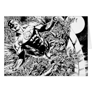 Green Lantern and the Moon - Black and White