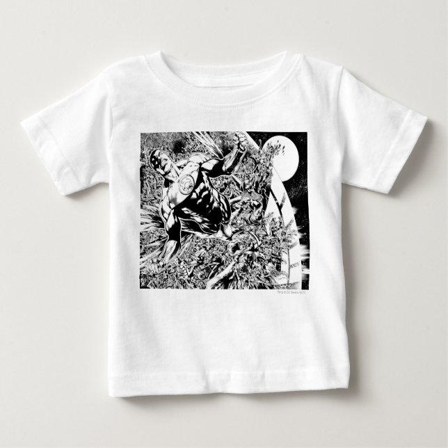 Green Lantern and the Moon - Black and White Baby T-Shirt (Front)