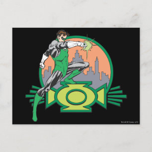 Green Lantern & Cityscape Postcard