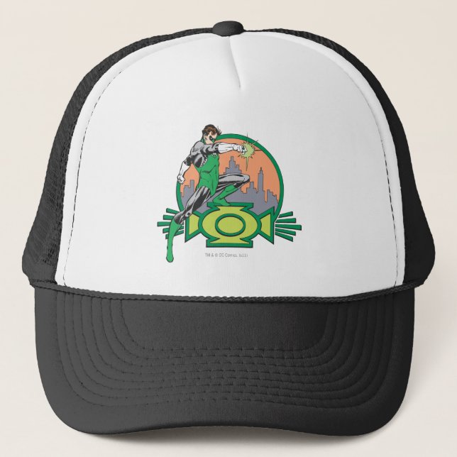 Green Lantern & Cityscape Trucker Hat (Front)