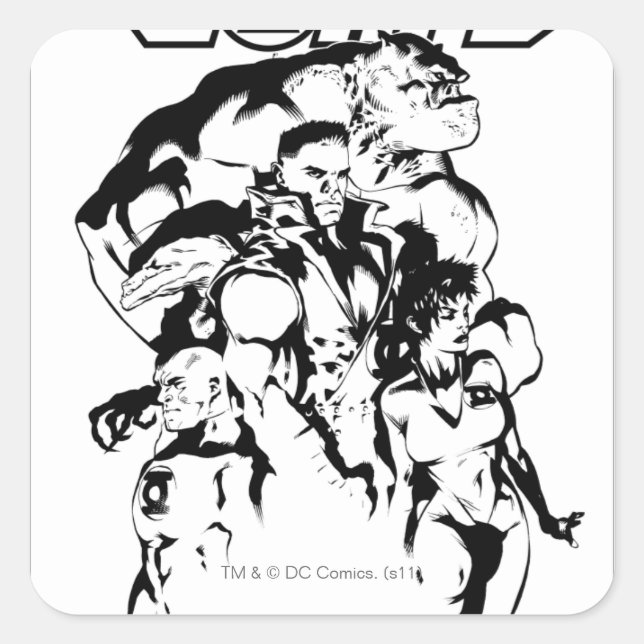 Green Lantern Corps, Black and White Square Sticker (Front)