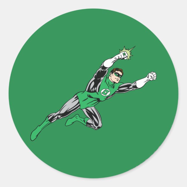 Green Lantern Fly Right Classic Round Sticker (Front)