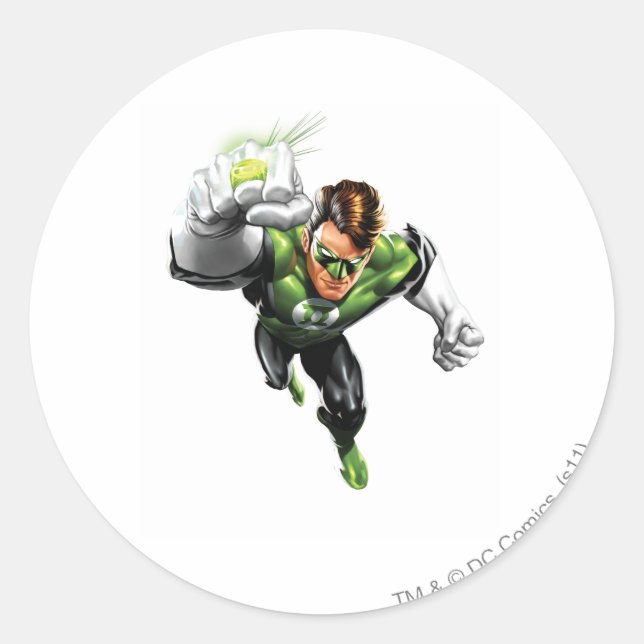 Green Lantern - Fully Rendered,  Arm Raise Classic Round Sticker (Front)