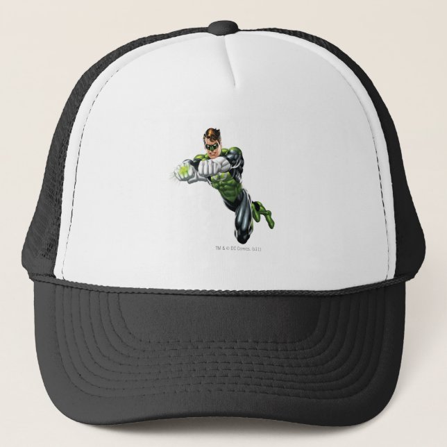 Green Lantern - Fully Rendered,  Both arms forward Trucker Hat (Front)