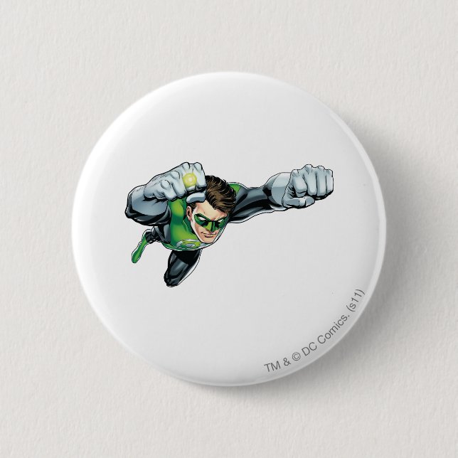 Green Lantern - Fully Rendered,  Flying Right 6 Cm Round Badge (Front)