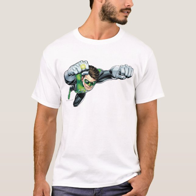 Green Lantern - Fully Rendered,  Flying Right T-Shirt (Front)