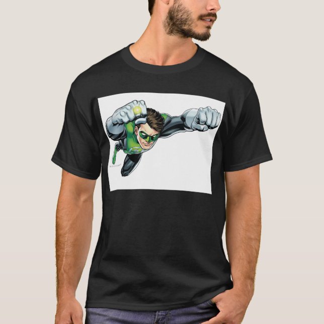 Green Lantern - Fully Rendered,  Flying Right T-Shirt (Front)