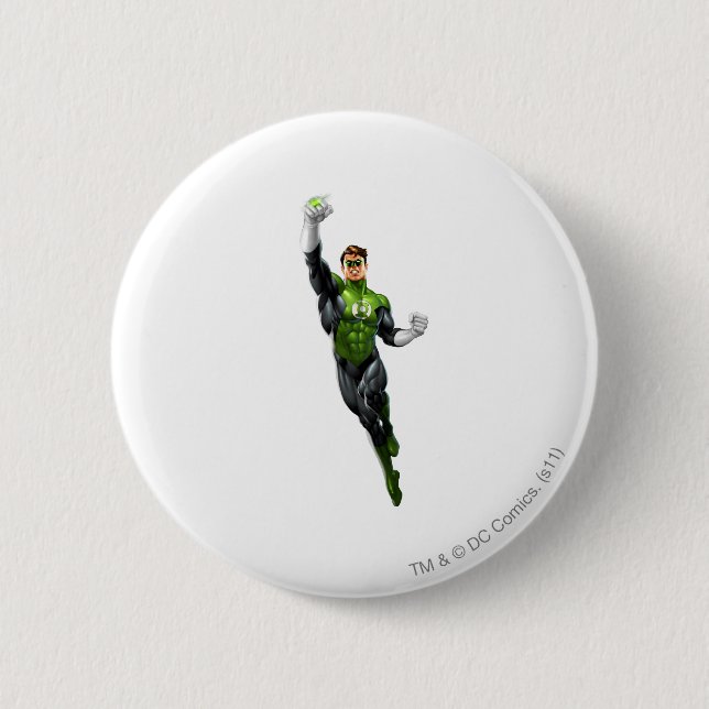 Green Lantern - Fully Rendered,  Flying Up 6 Cm Round Badge (Front)