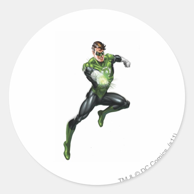 Green Lantern - Fully Rendered,  Jumping Classic Round Sticker (Front)