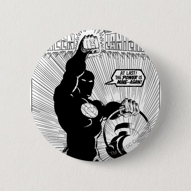 Green Lantern - Glowing Lantern, Black and White 6 Cm Round Badge (Front)
