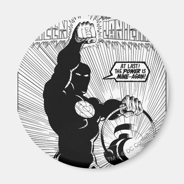 Green Lantern - Glowing Lantern, Black and White Magnet (Front)