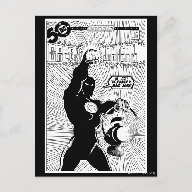 Green Lantern - Glowing Lantern, Black and White Postcard (Front)
