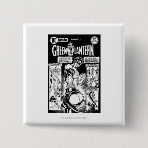 Green Lantern  - Green Shaded Comic, Black 15 Cm Square Badge
