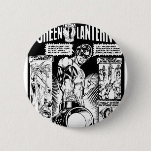 Green Lantern - Green Shaded Comic, Black and Whi 6 Cm Round Badge