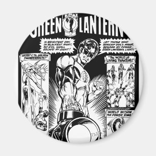 Green Lantern  - Green Shaded Comic, Black and Whi Magnet