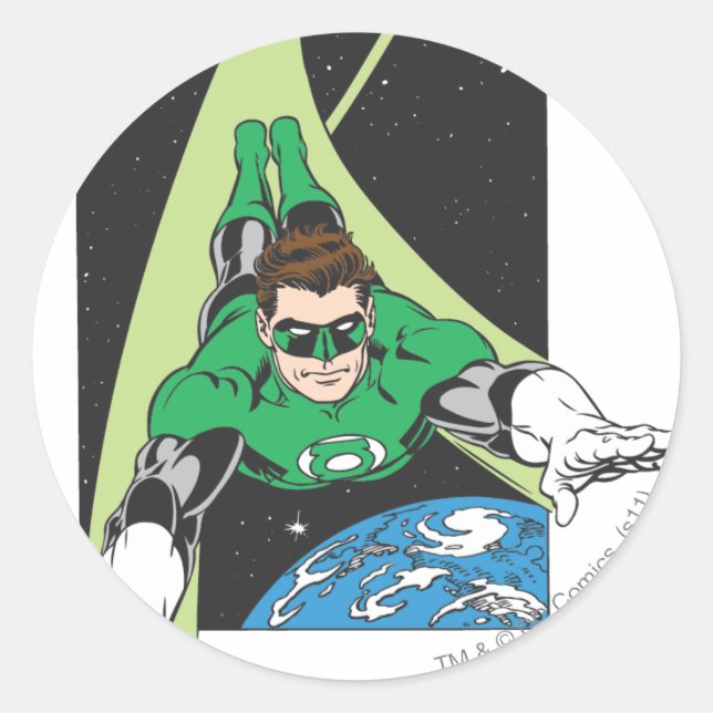 Green Lantern in Space Classic Round Sticker (Front)