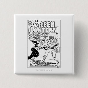 Green Lantern in the ring, Black and White 15 Cm Square Badge