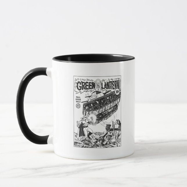 Green Lantern in the trenches, Black and White Mug (Left)