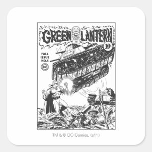 Green Lantern in the trenches, Black and White Square Sticker