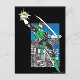 Green Lantern Lands in City Postcard