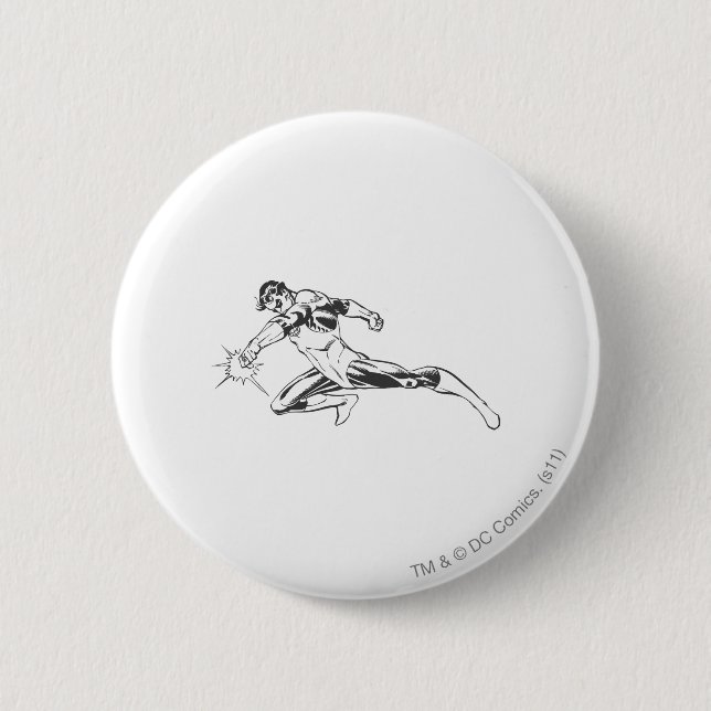 Green Lantern Lunges Down 6 Cm Round Badge (Front)