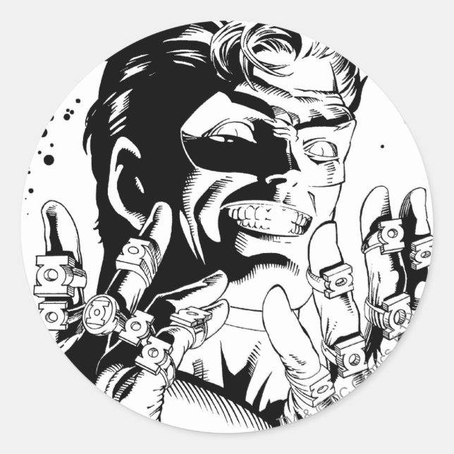 Green Lantern  - Many Rings, Black and White Classic Round Sticker (Front)